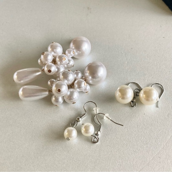 Elegant White cream faux Pearl lot Necklace bracelet earrings - Picture 7 of 8